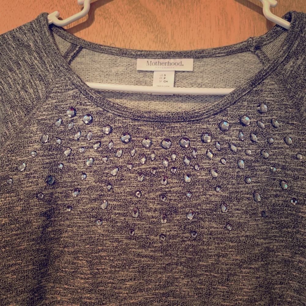 Motherhood maternity grey beaded sweatshirt